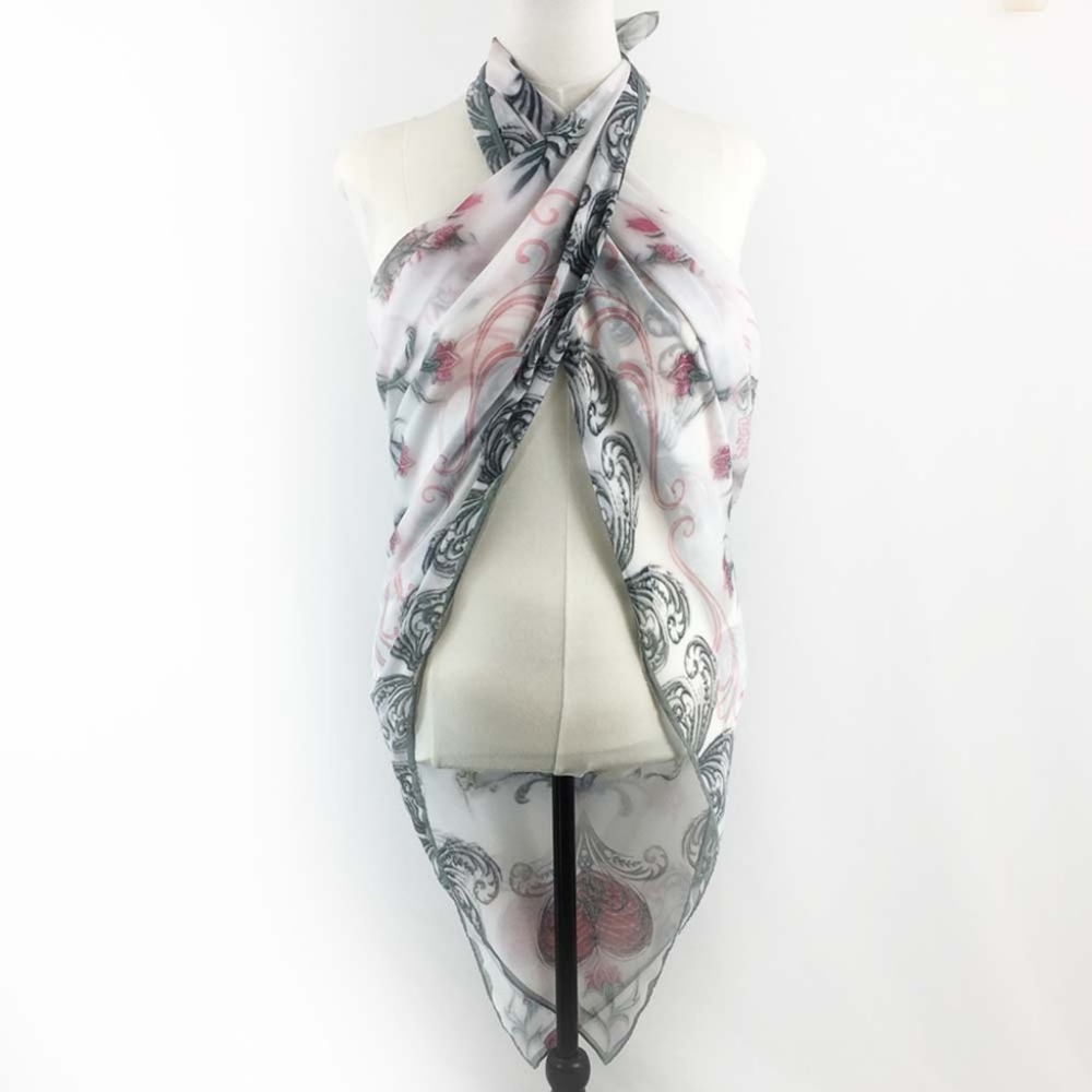 English Garden Sheer Chiffon Oversize Square Fairytale Scarf - Picture 6 of 12
